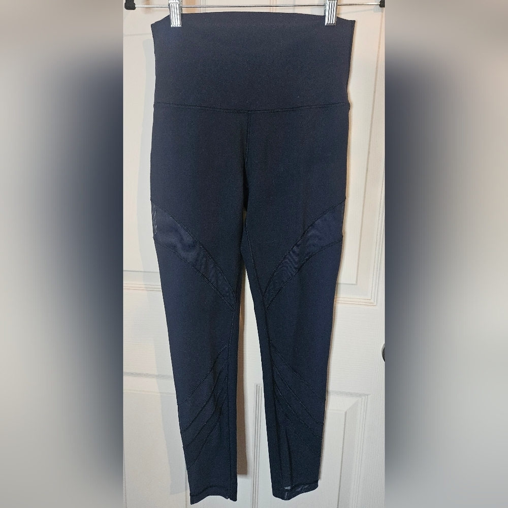 Ivivva By Lululemon Girls Navy Performance Leggings With Mesh Panels